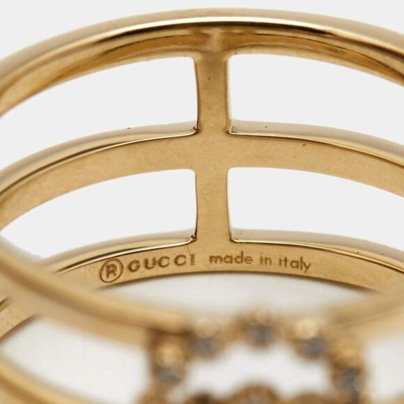 Gucci Running G Diamond 18k Yellow Gold Ring 6.5 - Picture 11 of 12